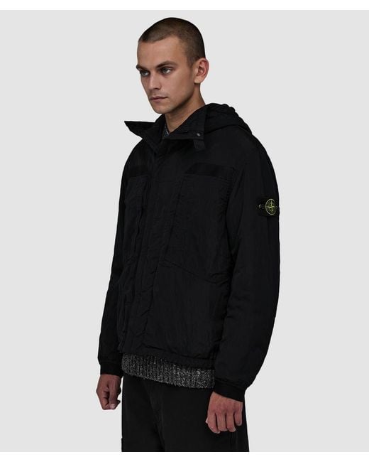 Stone Island Black Warp Rib Nylon-Tc Jacket for men