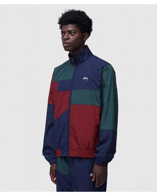 Stussy Panel Track Jacket in Blue for Men | Lyst