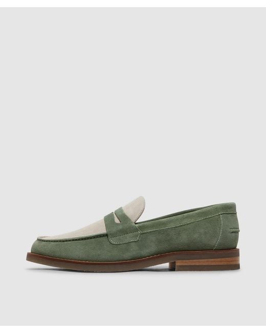 Duke & Dexter Green Wilde Suede Penny Loafer (Sage for men