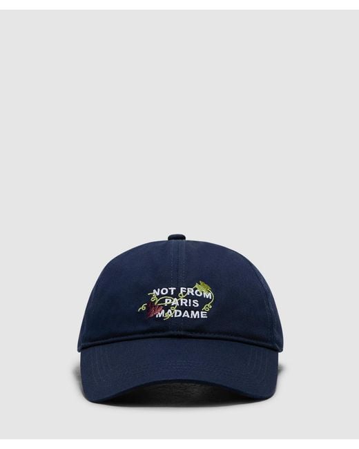 Drole de Monsieur Blue Vine Embroidered Slogan Cap