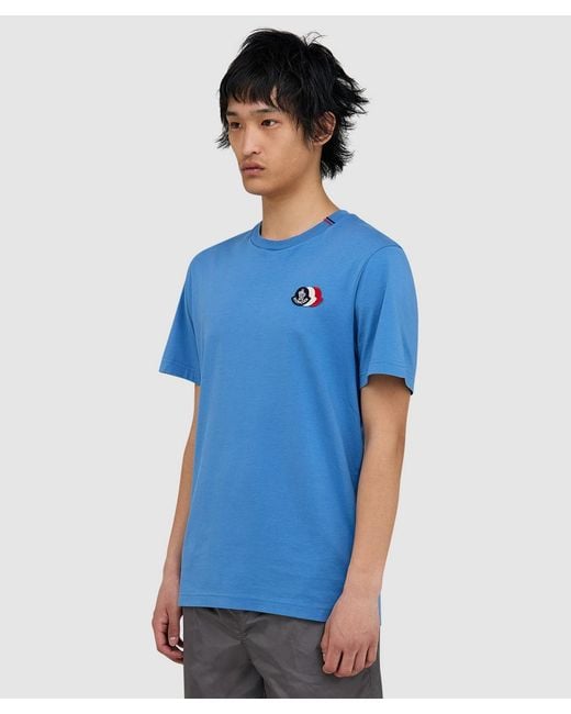 Moncler Blue Tri Logo T-Shirt for men
