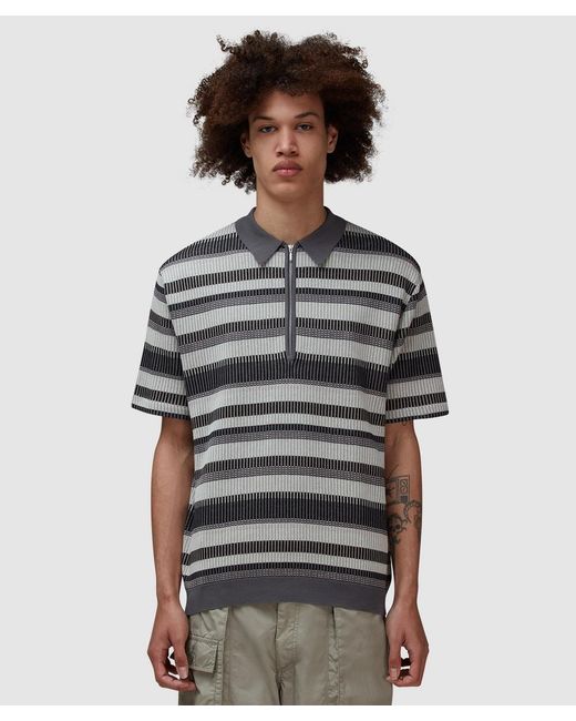 Beams Plus Gray Knit Polo Shirt for men