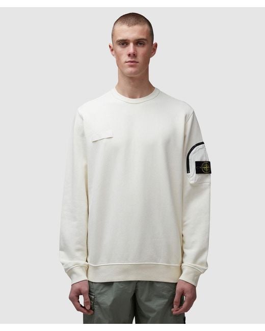Stone Island Gray Garment Dyed Zip Arm Pocket Sweatshirt for men