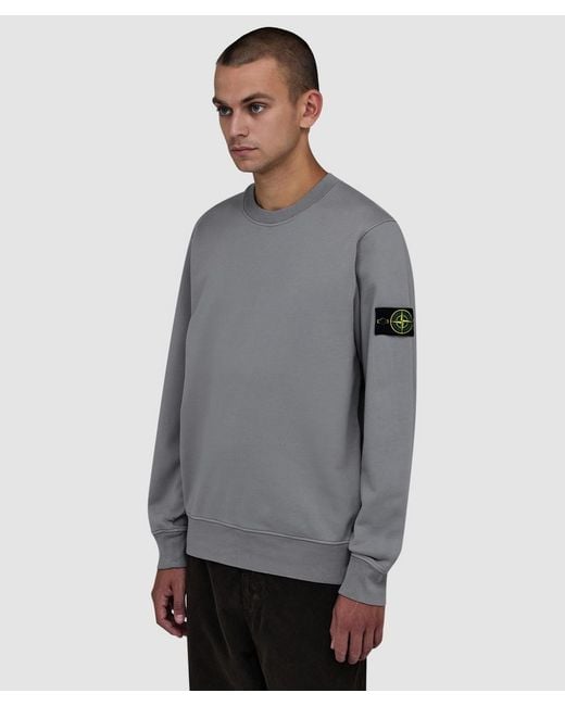 Stone Island Gray Organic Cotton Fleece Sweatshirt for men