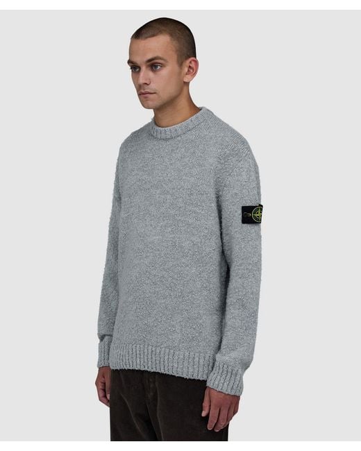 Stone Island Gray Crewneck Wool Blend Sweater for men