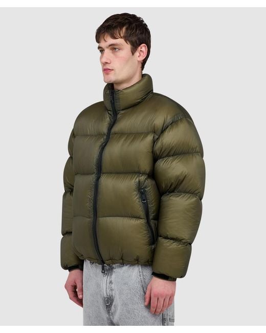 MKI Miyuki-Zoku Green Translucent Funnel Neck Bubble Jacket for men