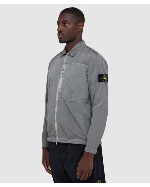 Stone Island Gray Nylon Metalineconyl Dyed Shirt (Pearl for men