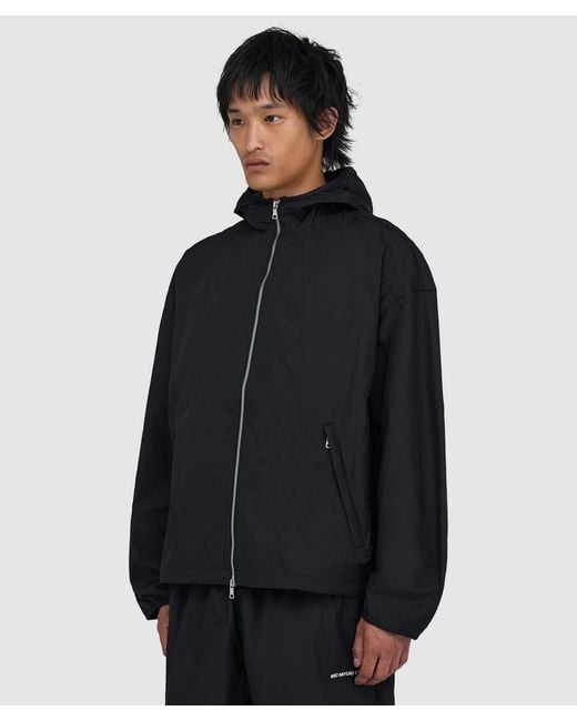 MKI Miyuki-Zoku Black Hyperlight Hooded Wind Jacket for men