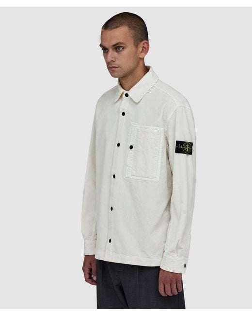 Stone Island Gray Organic Cotton Corduroy 800 Shirt for men