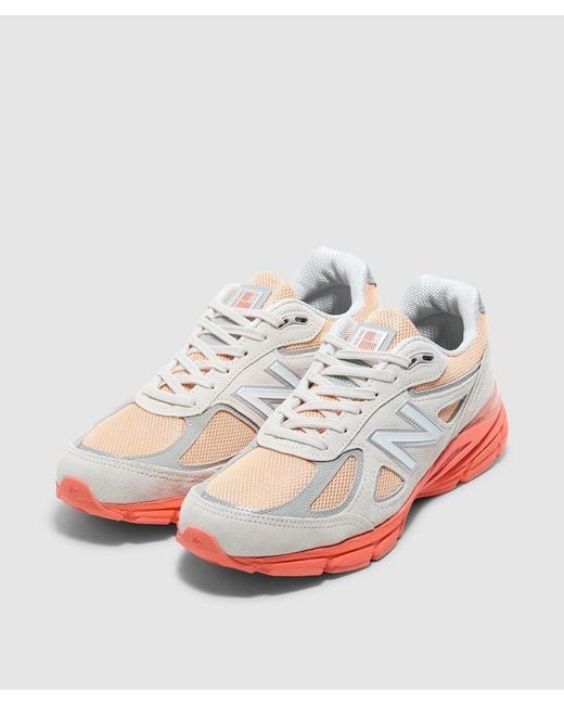 New Balance Orange Mius 990V4 Sneaker (Moonbeam & Tangerine Heat for men
