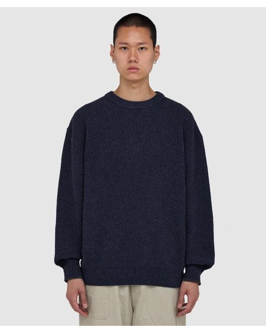 FRIZMWORKS Blue Patch Round Pullover Knit Sweater for men