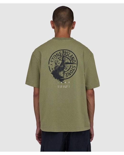 Stone Island Green Desert Print T-Shirt for men