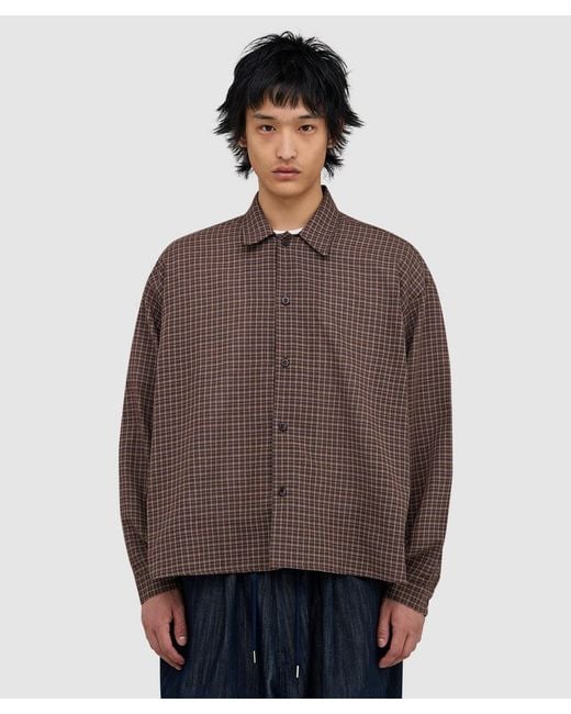 Estudio Niksen Brown Checkered Boxy Shirt for men