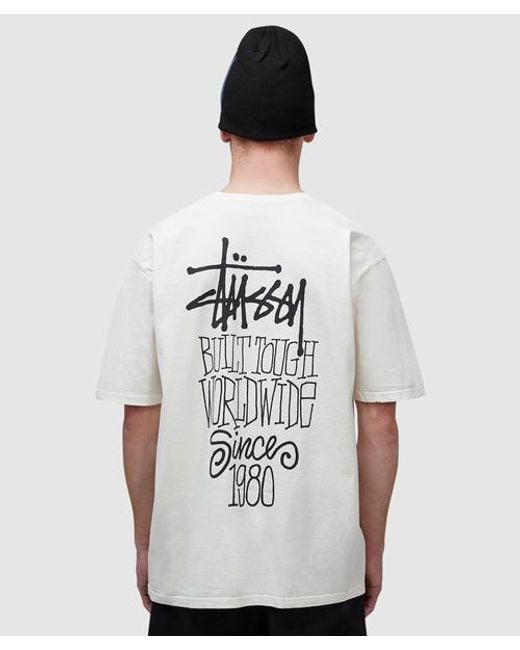Stussy White Built Tough Pigmented Dyed T-shirt for men