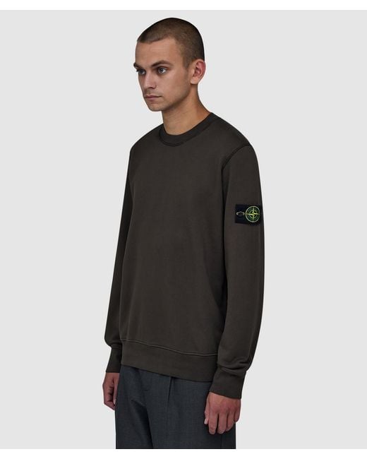 Stone Island Black Organic Cotton Fleece Sweatshirt for men