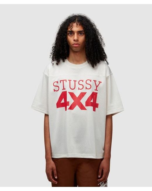 Stussy Red 4x4 Mesh Football Jersey T-shirt for men