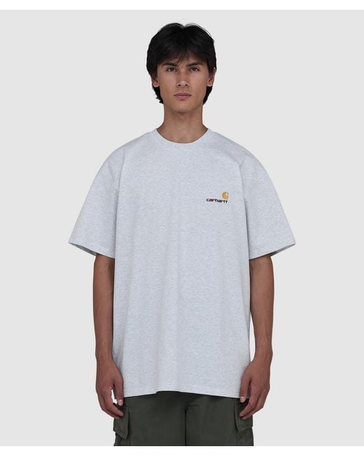 Carhartt White American Script T-Shirt (Ash Heather for men