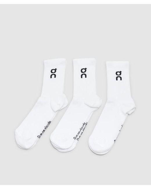 On Shoes White 3-pack Logo Sock for men