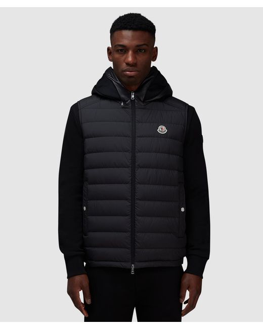 Moncler Black Bourget Hooded Down Vest for men