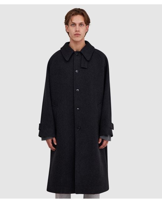 MKI Miyuki-Zoku Black Wool Car Coat (Charcoal for men