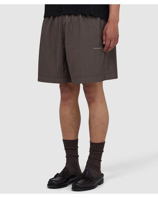 MKI Miyuki-Zoku Gray Garment Dyed Wide Leg Short (Deep Khaki for men