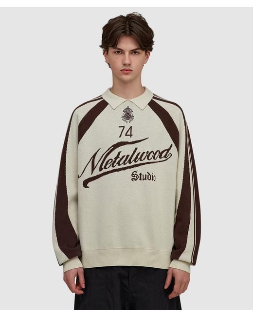 Metalwood Natural Knit Football Sweater for men
