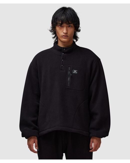 PATTA Black Sherpa Fleece Pullover for men