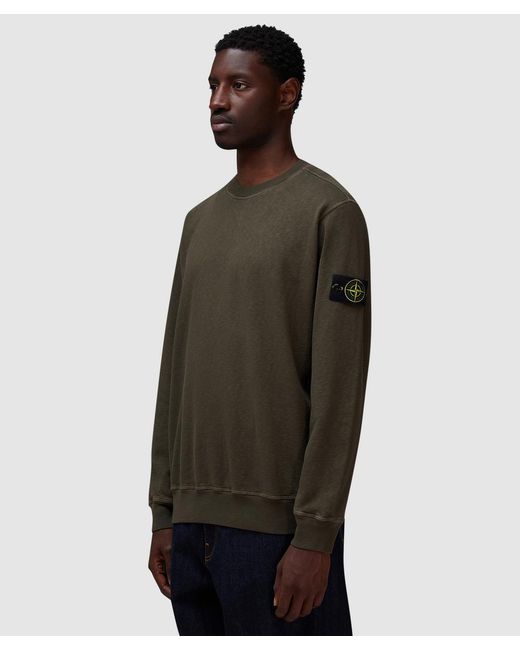 Stone Island Green Malfile Old Effect Sweatshirt for men