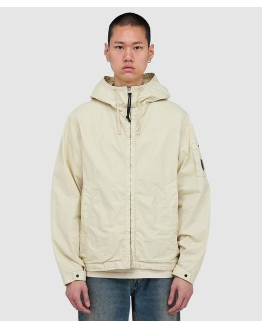 C P Company Natural Micro-Reps Hooded Lens Jacket (Frozen Dew for men