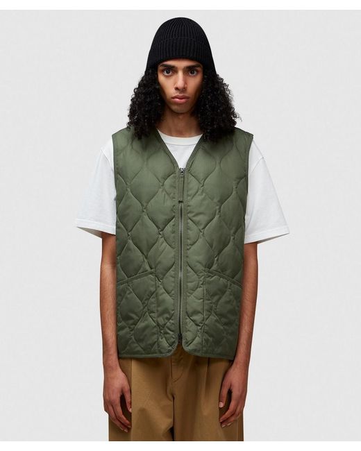 Taion Green Military V-Neck Down Gilet Vest for men