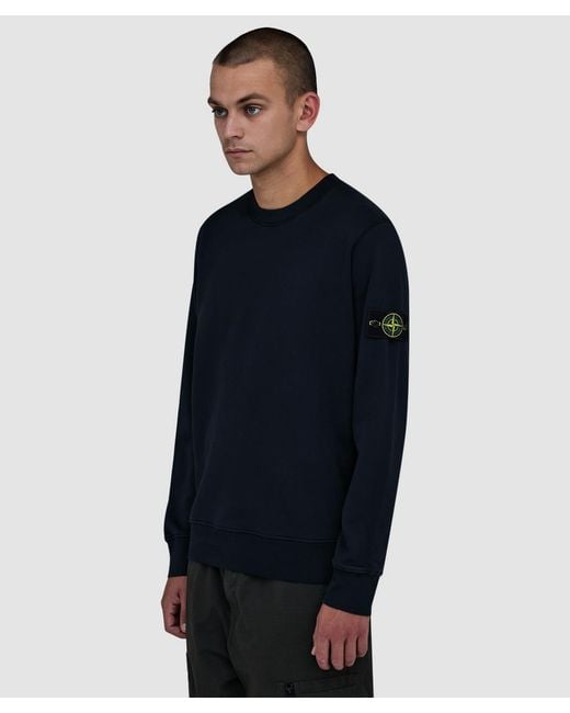 Stone Island Blue Organic Cotton Fleece Sweatshirt for men