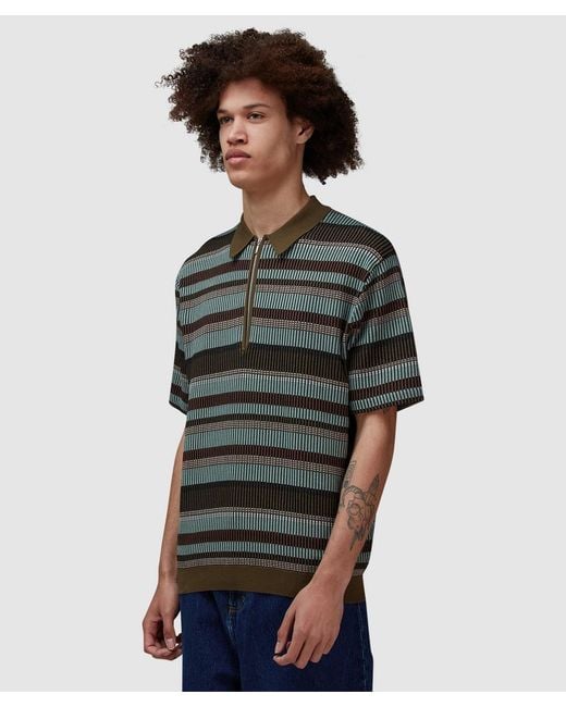 Beams Plus Green Knit Polo Shirt for men