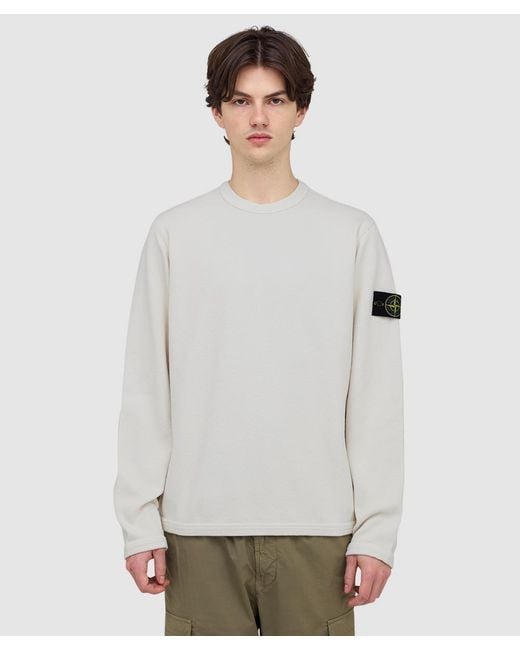 Stone Island White Mesh Stitch Fleece Sweatshirt (Ivory for men