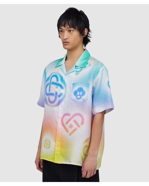 Casablanca Blue Halftone Logo Short Sleeve Shirt for men