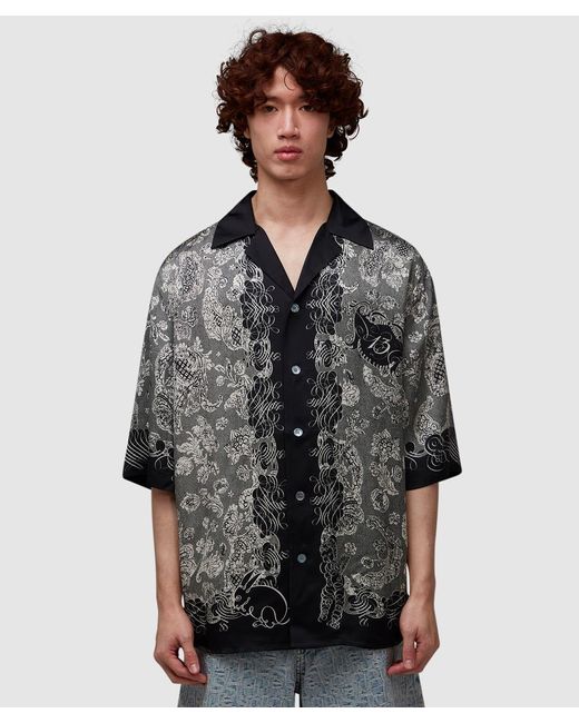 Acne Gray Sowen Building Print Vacation Shirt for men