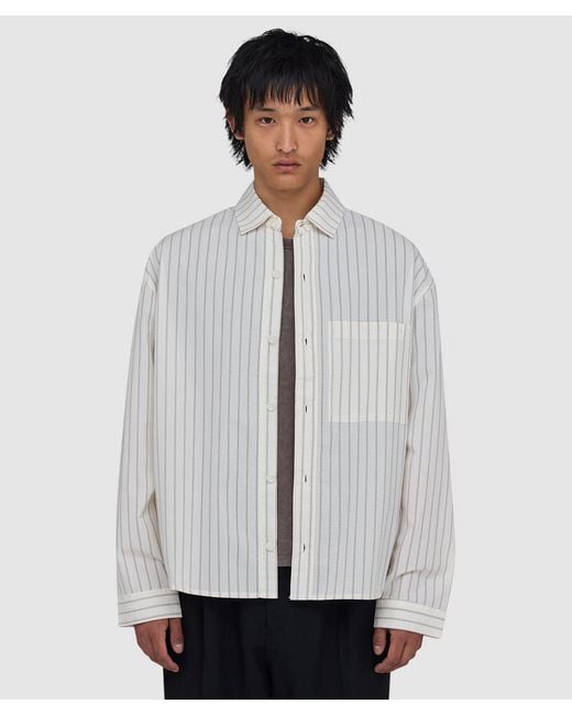 MKI Miyuki-Zoku White Seersucker Stripe Dress Shirt (Off for men