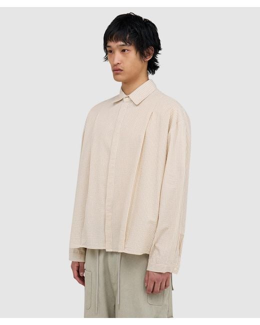 Estudio Niksen Natural Boxy Pleated Shirt for men