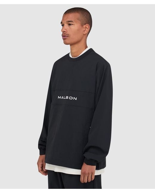 Malbon Golf Black Performance Crew Popover Sweater for men