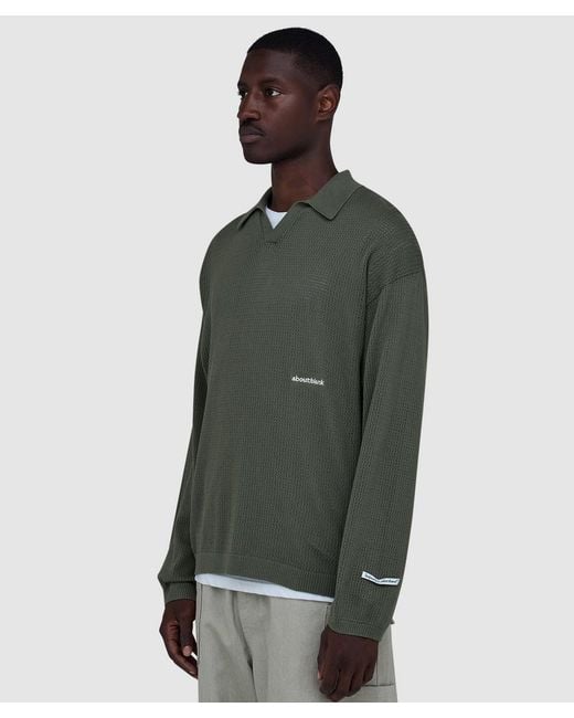 About Blank Green Resort Knit Polo Shirt (Sage for men