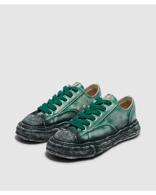 Maison Mihara Yasuhiro Green Peterson 23 Low Overdye Leather Sneaker