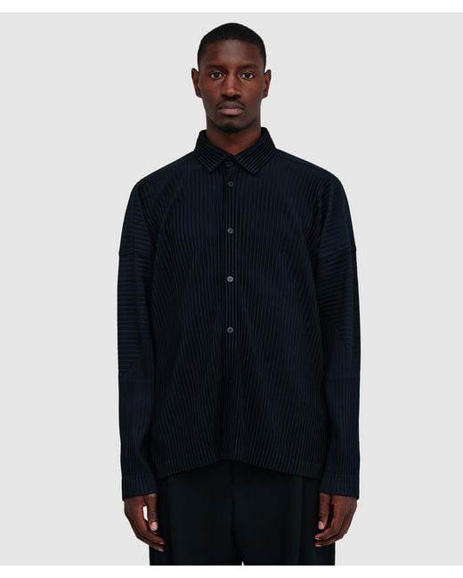 Homme Plissé Issey Miyake Blue Pleats October Polo Shirt for men