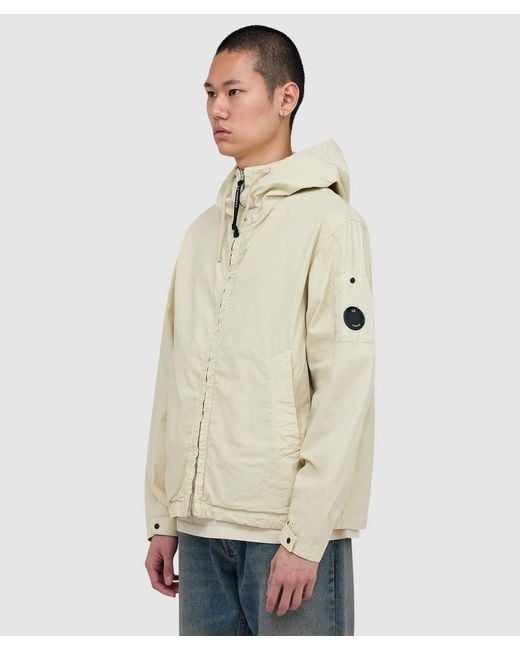 C P Company Natural Micro-Reps Hooded Lens Jacket (Frozen Dew for men