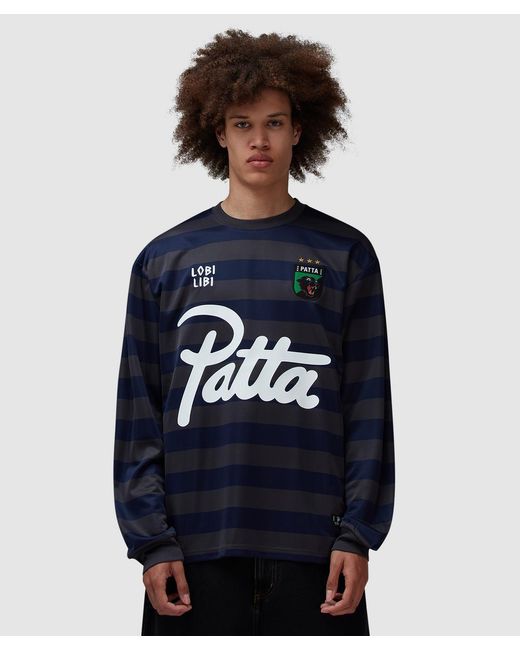 PATTA Blue Striped Football Jersey Shirt (Forged Iron for men
