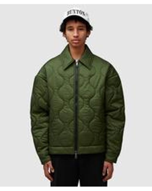 Cole Buxton Green Quilted Ripstop Overshirt for men
