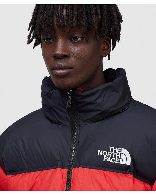 north face nuptse red and black