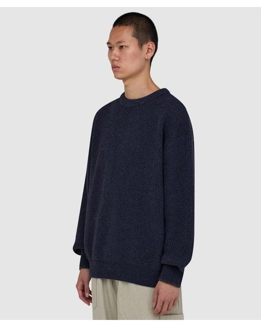 FRIZMWORKS Blue Patch Round Pullover Knit Sweater for men