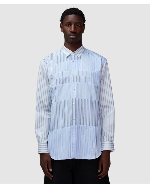 Comme des Garçons Blue Multi Panel Stripe Shirt for men