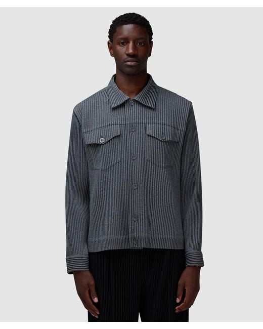Homme Plissé Issey Miyake Blue Wool Like Light Shirt for men
