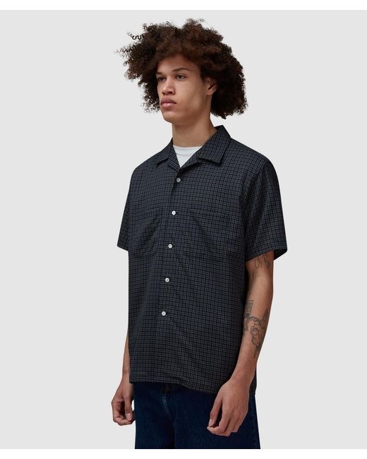 Beams Plus Blue Wool Plaid Shirt for men
