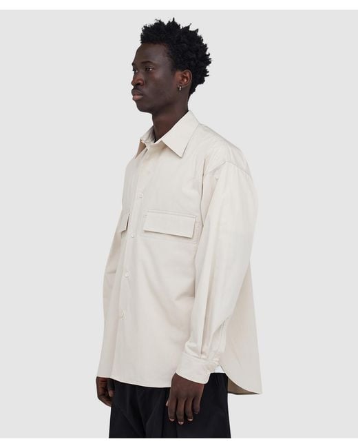 SAGE NATION White Vincent Cotton Poplin Shirt (Stone for men
